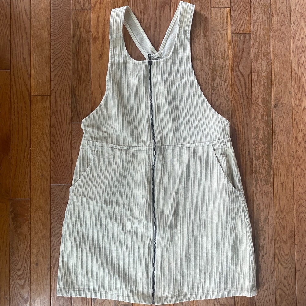 Beige Corduroy Overall Dress